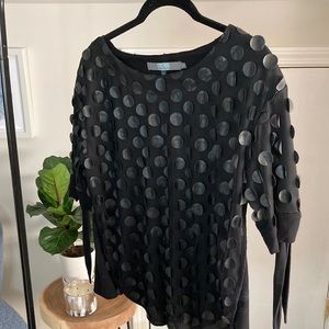 Anthropologie Eva Franco faux leather pailette top